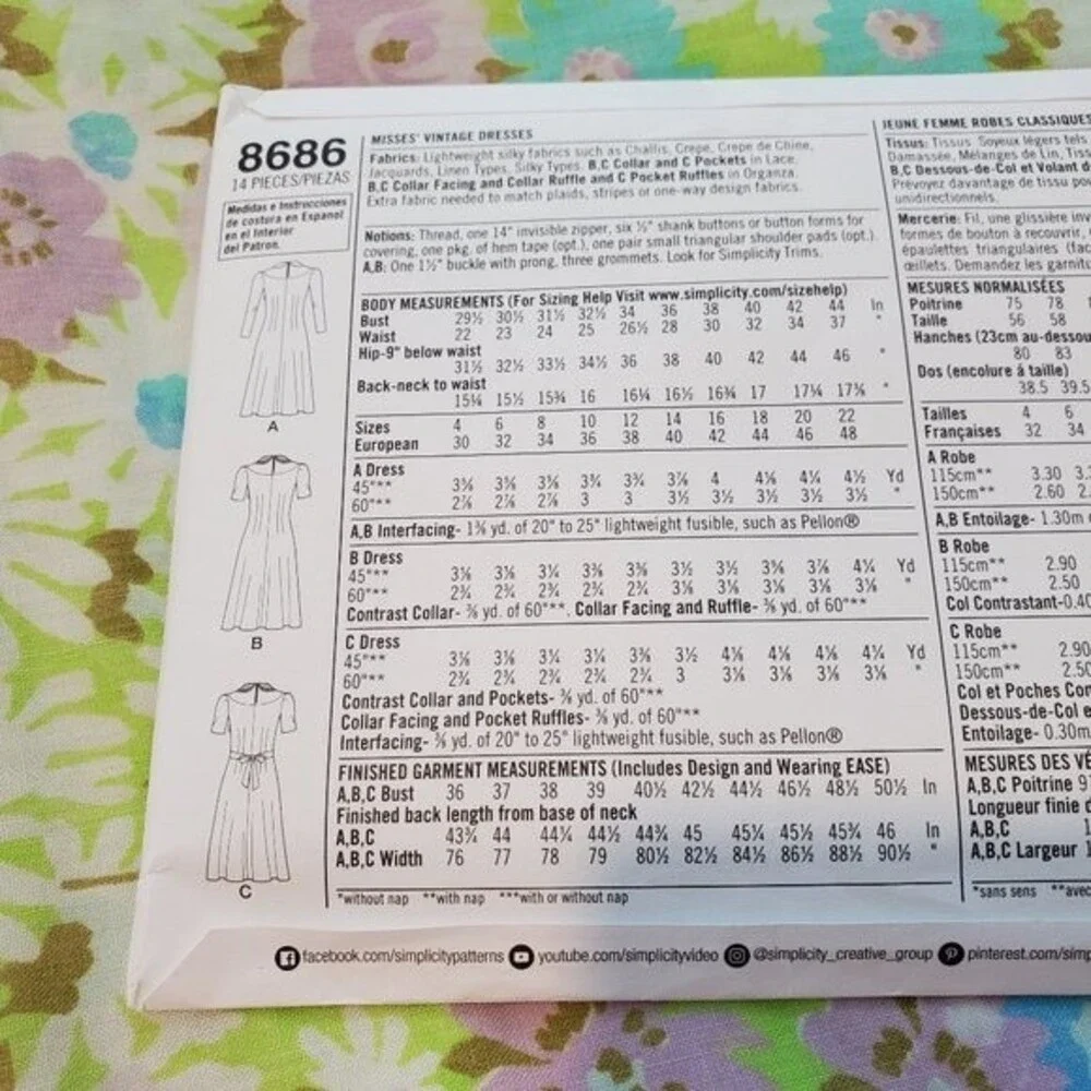 NEW Simplicity Vintage 1940's Dress Sewing Pattern